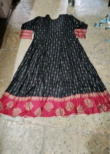 Black Golden Printed Anarkali Kurti