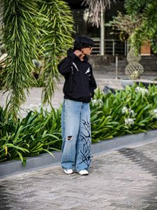 Statement Denim &amp; Graphic Hoodie All size Availabl