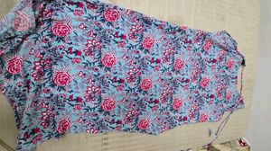 Floral Print Shoulder Knotted Kurti