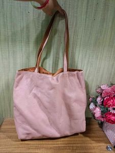 Imported Pink Leather Tote Bag