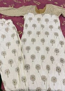 White Kurta And Pant Embroidery Set