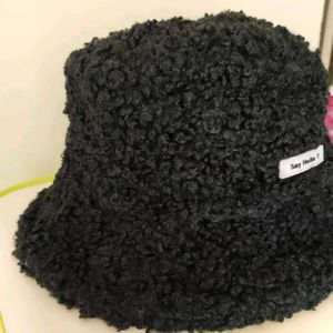 Black Fuzzy Bucket Hat