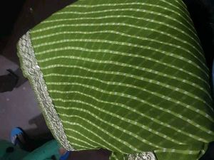 Elegant Green Striped Saree