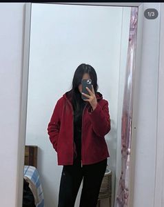 Maroon Velvet Hoodie jacket