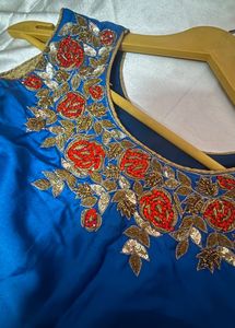 Embroidered Blue Gown