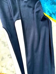 Navy Leggings with White Stripe