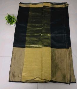 Black &amp; Gold Tissue Saree with Blouse