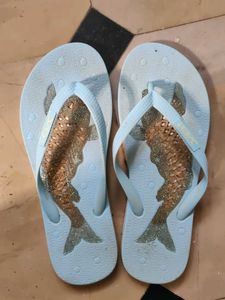Girl's Blue Fish Flip Flops