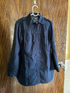 34 Bust Cotton Black Shirt For Woman