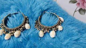 Shell Detailed Hoop Earrings