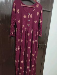 Maroon Printed Kurta