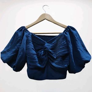 Chic Navy Ruched Top