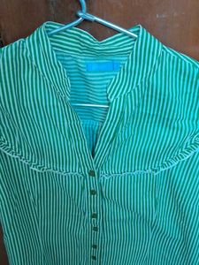 Green Striped Sleeveless Top