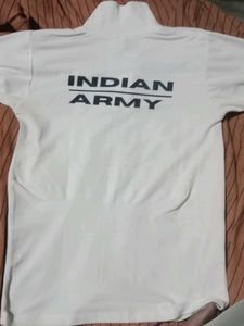 White Polo Shirt with Indian Army Logo