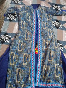 Blue Ethnic Skirt and Top Set attach in one dress