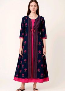 ✨ Floral Printed Long Kurti / Shrug Style Dress ✨