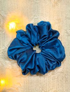 Blue Satin Scrunchie