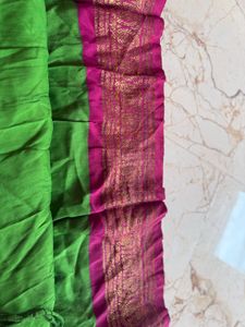 Green &amp; Pink Sari Skirt