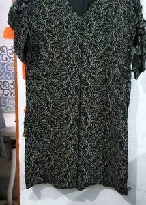 Black & White Branch Print Dress Long Top