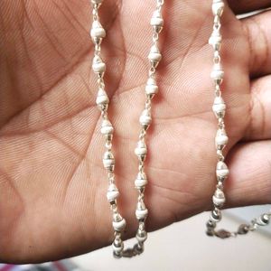 925 Pure Silver Spritual Tulsi Mala Chain