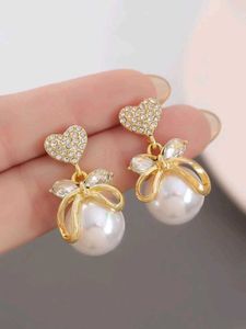 Pearl Heart Drop Earrings