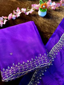 Purple Embroidered Saree