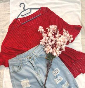 🎁Buy1 Get1 Free Oversized Red Knitted Top ()