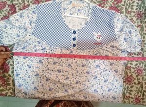 Blue Floral long t-shirt night gown