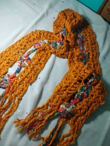 Handmade Crochet Scarf with Fringe