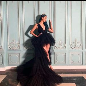 Beautiful royal black red carpet dress