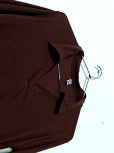 Brown Ribbed Long Sleeve Top