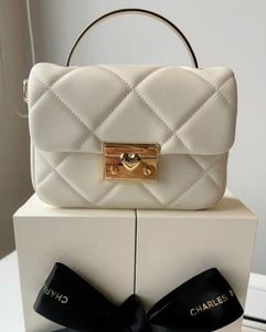 Charles &amp; Keith Quilted Boxy Top Handle Bag - Crea