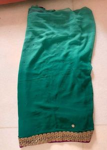 Sea Green Embroidered Saree With Blouse