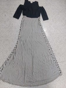 Striped Cold Shoulder Maxi Dress