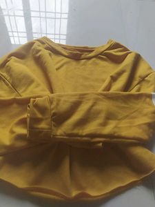 Yellow Striped Cropped Sweatshirt