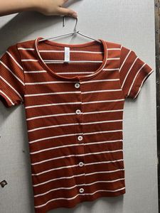 Striped Button-Down Tee