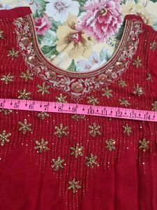 Elegant Red Embroidered Kurta