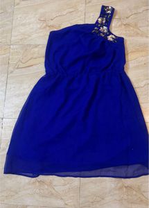 Party wear blue One Shoulder Dress with sequins
