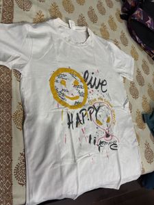 White Graphic Print Tee