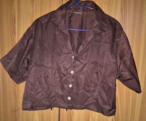 Combo of 2 brown tops &amp; 1 cropped shirt