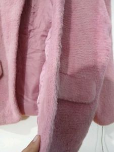 Heavy Pink Faux Fur Coat