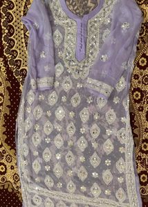 Lavender Chikankari Kurti