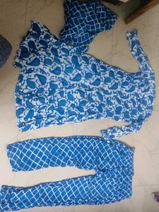 Blue Printed Kurta Set