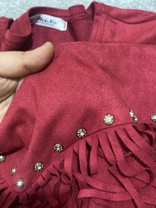 Red Fringe Detail Top