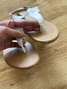 DRESSBERRY T STRAP WHITE SANDALS