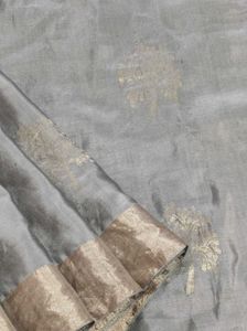 Grey With Baby Pink Soft Silk Saree