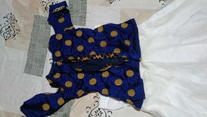 Navy blue and white lahenga