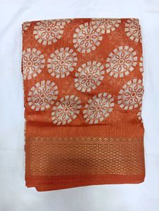 Orange Printed Saree