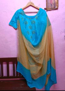 Blue Embroidered Kurta &amp; Dupatta set (women's)