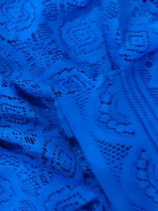 Cobalt Blue Floral Lace Fabric